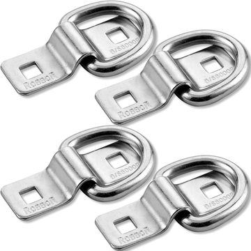D-Ring Tie Down Anchors Heavy Duty Forged Steel, 6,000 lbs Capacity, Surface-Mount for Trailers, Motorcycles, and ATVs 4-Pack